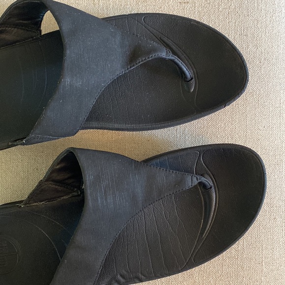 Fitflop Women’s LuLu Comet Wedge Sandals Slip On Toe Post Black Size 9 - Picture 7 of 12